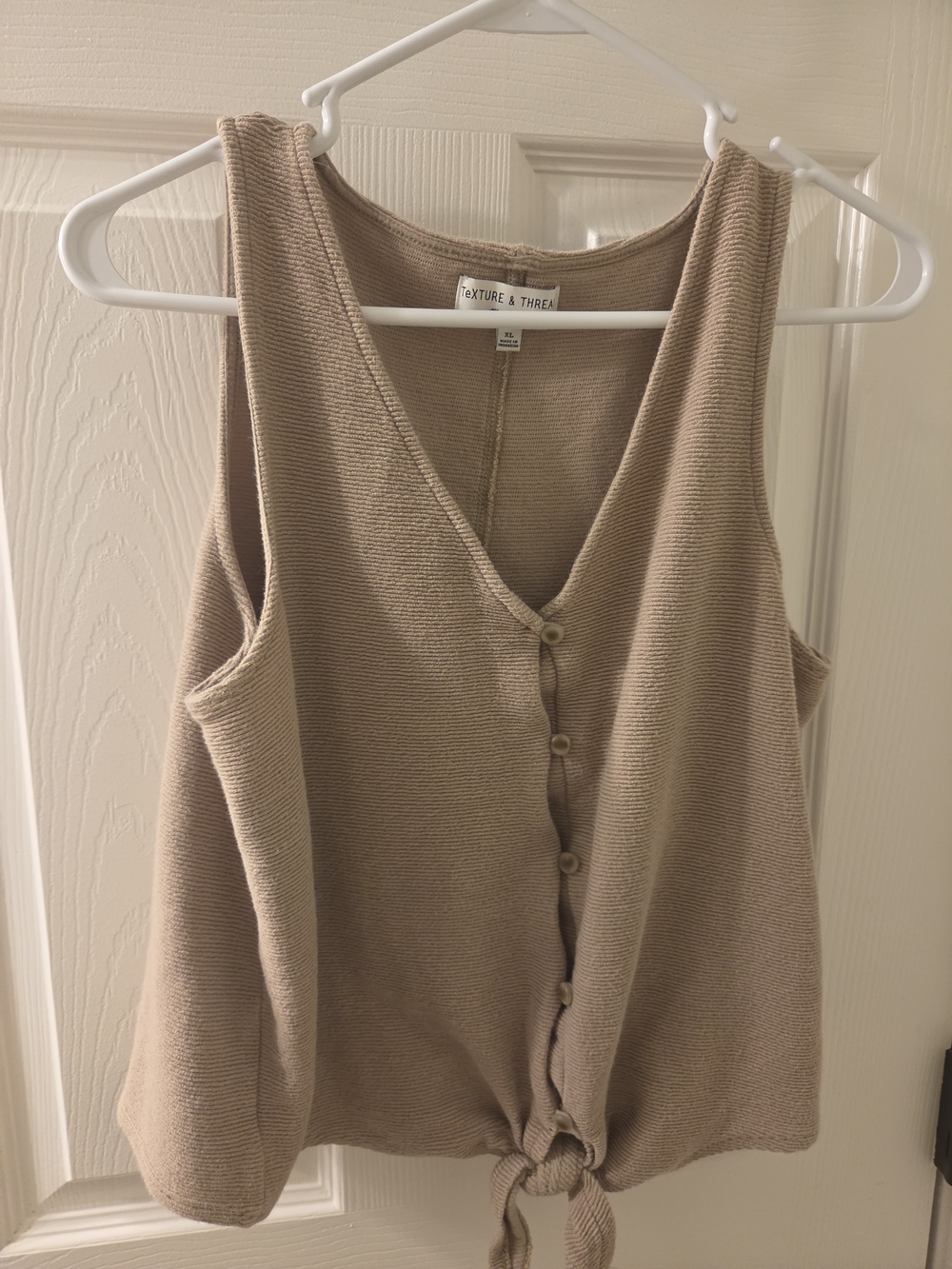Madewell Women's Taupe Button-Front Tie-Hem Vest